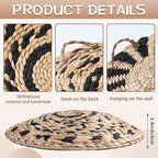 7 Pcs Boho Wall Basket Decor Hanging Handcrafted Seagrass Woven Round Bohemian Basket Wall Decoration Art for Farmhouse Home Room Rustic Decorations Table, Multi Sizes(Classic)