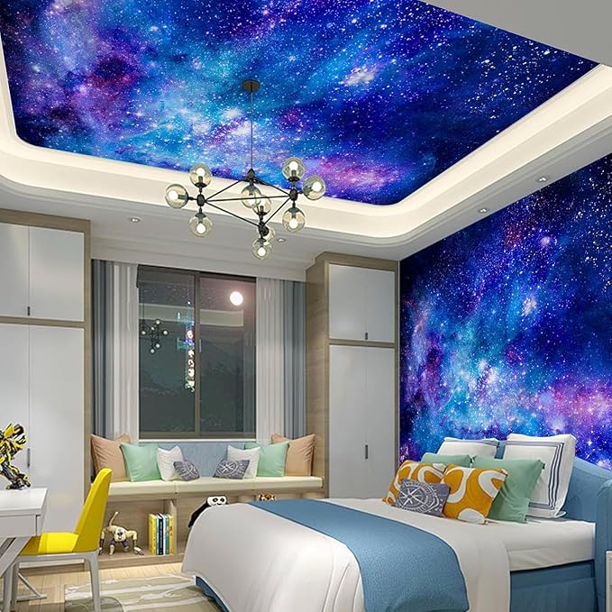 Apdidl Galaxy Space Backdrop Tapestry for Bedroom Aesthetic, Blue Purple Night Starry Sky Stars Universe Ceiling Tapestry, Mysterious Nebula Wall Hanging Room Decor for Living Room Dorm 60'' x 79''