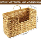 Woven Hanging Magazine Holder, Water Hyacinth Mail Basket Wall Mounted Magazine Basket Rack with Handle for Book, Files Bathroom, Home, Office - 11.75 X 4.2 X8 Inch