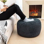 Unstuffed Pouf Ottoman Cover Handmade Footstool Ottoman Storage Solution Floor Pouf Footrest Cushion 20 Diameterx12Height Inches for Living Room Wedding Bedroom Gray No Filler