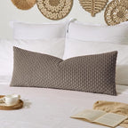 Kevin Textile 14x36 Inch Long Lumbar 1 Pack Boho Decorative Throw Pillow Cover Soft Striped Corduroy Rectangle Cushion Case Farmhouse Solid Color Accent for Living Room Couch Sofa Bed, Light Brown