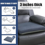 HOMBYS Tufted Furry Recliner Seat Cushion for Elderly Foam Curved Edge Large Square Seat Cushion for Recliner Chair, Floor Pillow, Office Chair, Car, No Pressure on Thighs(Grey, 18 * 16 * 3in)