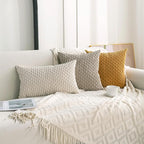 Set of 4 Cream White Decorative Throw Pillow Covers 24x24 Inch Corduroy Pillow Covers for Bed Couch Sofa Living Room Soft Square Cushion Cases