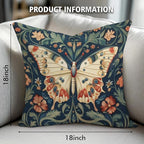 William Morris Abstract Vintage Floral Velvet Butterfly Design Throw Pillow Covers Home Decor, Retro Art Decor Pillowcase Cushion Cover for Bed Sofa Living Room, Square 18x18inch (Beige-Butterfly)