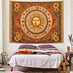 Accnicc Vintage Sun and Moon Tapestry Boho Yellow Orange Indie Wall Tapestry for Bedroom Aesthetic Sunflower Large Hippie Fall Tapestries Wall Hanging for Living Room Dorm 80 x 60 Inch