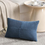Fancy Homi 2 Packs Dusty Blue Lumbar Decorative Throw Pillow Covers 16x28 Inch for Couch Bed Sofa, Rustic Farmhouse Boho Home Decor, Soft Striped Corduroy Rectangle Accent Cushion Case 40x70 cm