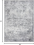 Area Rug 4×6, Vintage Boho Rug,Ultra-Soft Low Pile, Washable, Non Slip,Stain Resistant Printed Carpet for Living Room Bedrooms Playroom Office Kitchen, Classic-Grey