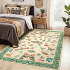 Mushroom 3x5 Area Rug Washable Non-Slip Small Indoor Rugs for Entryway with Rubber Back Soft Low-Pile Carpet for Kitchen Bedroom Living Room Mat Khaki Green