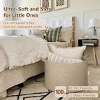 INDRESSME XXXLarge Blanket Basket for Living Room 21.7" x 21.7" x 13.8"-Storage Basket with Handle for Organizing Toy Pillows Woven Wicker Laundry Basket Stuffed Animal Toy Storage for Play Room
