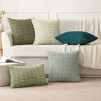 MIULEE Pack of 2 Spring Corduroy Decorative Throw Pillow Covers 16x16 Inch Soft Boho Striped Pillow Covers Modern Farmhouse Home Decor for Summer Sofa Living Room Couch Bed Sage Green