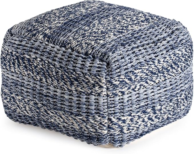 Anji Mountain Pouf Ottoman Foot Rest, Handmade Ottoman Pouf, Comfortable Foot Stool, Decorative Floor Seating for Living Room Decor, Bedroom & Home Décor Accent - Pebble Loom