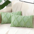 decorUhome Spring Throw Pillow Covers 12x20 Inch Set of 2, Soft Plush Faux Fur Wool Lumbar Sage Green Accent Couch Pillow Covers for Modern Farmhouse Bed Sofa Living Room