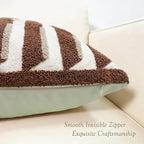 20"x20" Brown Cream Stripe Tufted Pillow Covers Luxury Geometric Accent Pillows Soft Woven Decorative Pillow Cases for Couch, Sofa, Bedroom Décor (Caramel, 20"×12")