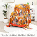 Boho Large Throw Blanket, 100% Organic Cotton Breathable Soft Bed Throw - Floral Bird Farmhouse Decor Blanket for Sofa Couch Chair Quilt and Gift. 91" x 98"- Colorful