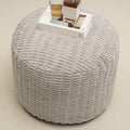 Round Stuffed Pouf Ottoman for Foot Rest, Storage Ottoman Pouf Foot Stool Cushion, Faux Fur Poufs with Foam Chunk Filling, 20 X 15 Inch Floor Chair for Living Room Bedroom Home Decor, Light Gray