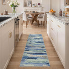 GENIMO 2X5 Washable Modern Runner Rug for Hallway, Non-Slip Low Pile Chenille Print Rug, Soft Rugs for Indoor Entryway Kitchen Corridor, Sage & Tide