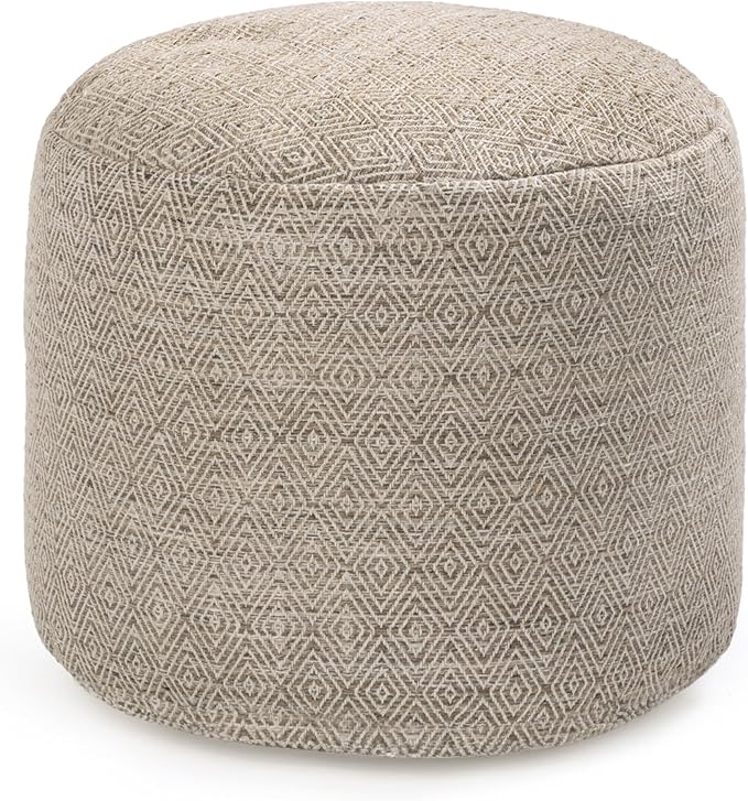 Anji Mountain Pouf Ottoman Foot Rest, Handmade Ottoman Pouf, Comfortable Foot Stool, Decorative Floor Seating for Living Room Decor, Bedroom & Home Décor Accent - Stone