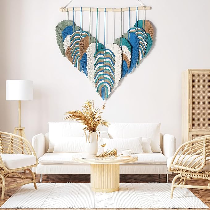 Amestrina Boho Tapestry for Bedroom, Boho Wall Decor for Bedroom, Large Wall Art for Living Room, Macrame Wall Hanging，Wall Tapestry for Living Room (Green)