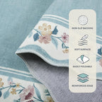 Lahome Floral Blue 8x10 Rugs for Living Room, Scalloped Washable Boho Area Rug Non Slip Vintage Low Pile Large Rug for Bedroom, Farmhouse, Dining Room, Kids Playroom Ariele