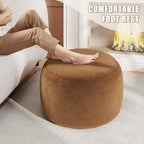 Round Stuffed Pouf Ottoman for Foot Rest, A Round Modern Foam Filled Poufs, Floor Chair for Living Room, Nursery, Dorm, A Soft Modern Foot Stool Perfect to Rest Your Feet (Orange, 20Inch)