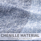 RECYCO Buffalo Paid Chenille Throw Blanket for Couch, Soft Cozy Decorative Buffalo Check Blanket Throw with Tassels for Bed Sofa, Lightweight Chenille Knitted Throw, Plaid Navy Off White, 50'' x 60''