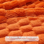 NEWCOSPLAY Super Soft Fall King Blanket Orange Premium Silky Flannel Fleece 3D Clouds Stylish Jacquard Lightweight Bed Blanket All Season Use 350GSM (Orange, King(90"x110"))