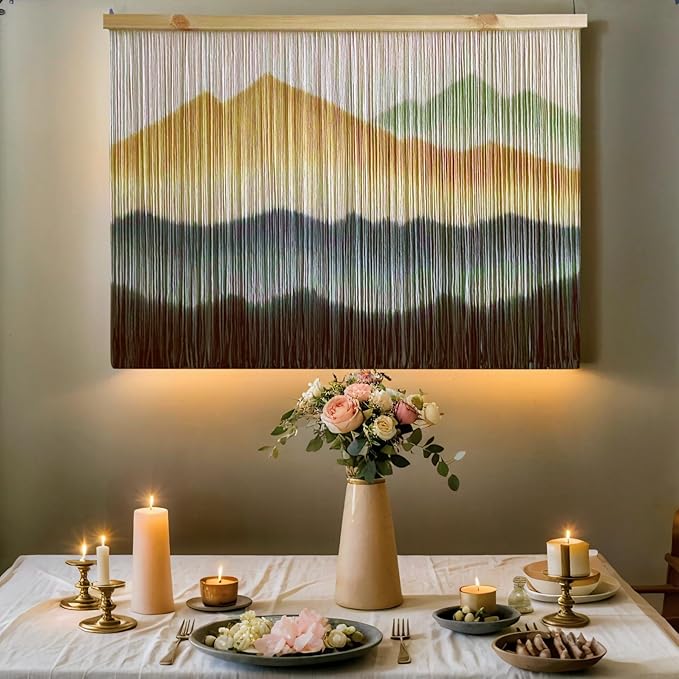 laddawan Extra Large Macrame Wall Hanging Dip-Dyed Tapestry Modern Wooden Home Wall Art For Living room Boho Handmade Wall Decor For Bedroom (Coffee)