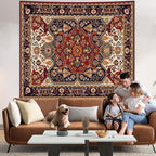 Apdidl Boho Hippie Wall Tapestry for Bedroom Aesthetic, Mandala Indian Bohemian Tapestries Art Decor, Vintage Orange Floral Cool Vertical Wall Hanging for Living Room Dorm 36" X 48"
