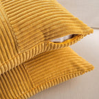 Fancy Homi 2 Packs Gold Yellow Samll Decorative Throw Pillow Covers 14x14 Inch with for Couch Bed Sofa, Farmhouse Boho Spring Home Decor, Soft Corss Patchwork Corduroy Square Cushion Case 35x35 cm
