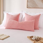 Kevin Textile Valentines 14x36 Inch Long Lumbar 1 Pack Boho Decorative Throw Pillow Cover Soft Striped Corduroy Rectangle Cushion Case Farmhouse Accent for Living Room Couch Sofa Bed, Dark Pink