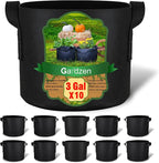Gardzen 10-Pack 3 Gallon Grow Bags, 300G Thickened Fabric Grow Bags with Handles, Heavy Duty Aeration Plant Grow Bags