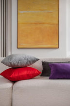 Throw Pillow Covers 18x18 Christmas Red: Pack of 2 Cozy Soft Velvet Square Modern Luxury Decorative Throw Pillow Cases for Sofa Couch Living Room Bed Home Decor