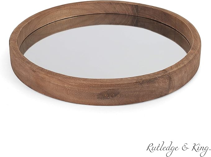 Rutledge & King Wall Mirror - Rustic Round Mirror - Decorative Circle Mirrors for Bathrooms, Living Rooms, and Bedrooms (2 Pack, Midwood - Medium)
