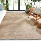 SAFAVIEH Natural Fiber Collection Area Rug - 9' x 12', Natural & Black, Farmhouse Design, Ideal for High Traffic Areas in Living Room, Bedroom & Dining Room (NF832A-9)