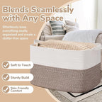 Goodpick 105L Extra Large Blanket Basket 25" x 16" x 16" Cotton Rope Storage Baskets for Organizing, Baby Laundry Basket with Handles, Rectangle Woven Baskets for Storage, Brown
