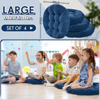 Jerify Floor Pillow Cushions Large Round Square Large Meditation Floor Pillow for Classroom Adult Meditation Picnic Party Seating Learning Daycare School(Round,Navy Blue,4 Pcs)