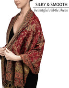 Achillea Reversible Paisley Pashmina Rave Scarf – Exotic Indian Shawls and Wraps for Evening Dresses, Festivals, All Seasons