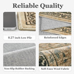 Medallione 6x8 Area Rugs for Living Room, Low Pile Thin Washable Non Slip Rugs for Bedroom Dining Room, Vintage Distressed Carpet for Home Office Guest Room, Multi Brown/Olive Accents