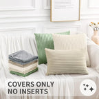 Simmore Decorative Spring Throw Pillow Covers 12x20 Set of 2, Soft Natural Plush Flannel Double-Sided Fluffy Lumbar Pillow Covers for Couch Sofa Living Room, Sage Green