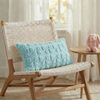 AVOIN colorlife Blue Spring Bow Throw Pillow Covers Set of 2, 12 x 20 Inch Coquette Aesthetic Room Decor Soft Plush Faux Fur Cushion Case for Girls Room
