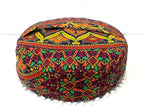 CRAFT KALA Large Hippie Mandala Meditation Floor Ottoman Pillow Cushion Pouf Cover Square Poufs Bohemian Circle Floor Cushion Case Outdoor Fireplace Yoga Living Room Decor Cover New Blue, 18" Round