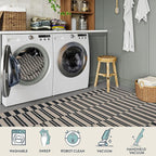 Lahome Elance Striped Easy Jute Entryway Runner, 2x6 Kitchen Mats for Floor Black Rug Runners for Hallways Non Slip Indoor Outdoor Carpet, Farmhouse Non Shedding Carpet for Laundry Porch Corridor