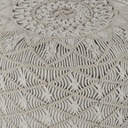SIMPLIHOME Coates Contemporary Round Macrame Pouf in Cloud Grey Cotton for the Living Room, Bedroom and Kids Room