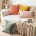 MIULEE Decorative Lumbar Throw Pillow Covers for Couch Bed Livingroom 12x20 Inch Set of 2 Light Olive Green Boho Accent Throw Pllows Broadside Striped Patchwork Soft Corduroy Summer Pillowcases