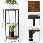 CASIMR Plant Stand for Indoor, Tall Metal Shelf with Square Wooden Board, 2 Tier Display Rack for Multiple Plants, 32 Inch Tiered Flower Pot Holder for Corner Living Room Balcony Garden Patio