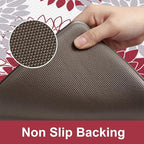 KIMODE Anti Fatigue Kitchen Mat, Cushioned Dahlia Floral Kitchen Runner, Non Slip Memory Foam Kitchen Mat for Floor, Waterproof Standing Desk Mat for Laundry, Office, Sink Red and Grey 17.3"x59"