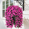 HyeFlora Artificial Fake Hanging Flowers Plants Baskets for Outdoor Spring Decoration, Faux Silk Fuchsia Daisy Mums Trailing Orchid UV Resistant for Home Outside Porch Garden Yard Patio Decor