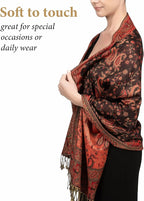 Achillea Reversible Paisley Pashmina Rave Scarf – Exotic Indian Shawls and Wraps for Evening Dresses, Festivals, All Seasons