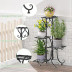Plant Stand Indoor Outdoor Shelf 4Tier Metal Holder Pot Rack Multiple Plants Stand Tall Flower Shelf Corner Living Room Garden,Black (Black, 4 Pots)