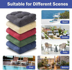 Outdoor Chair Cushions Set of 2, Patio Chair Cushions with Ties, 19x19+5” Tufted Outdoor Seat Cushions, Waterproof Patio Furniture Cushions, Outdoor Dining Chair Pads, Forest Green (Pack of 2)
